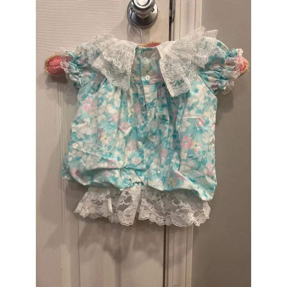 Vintage 80s Rare Editions Lace Dress 9M ILGWU Made in USA Pastel Ribbon